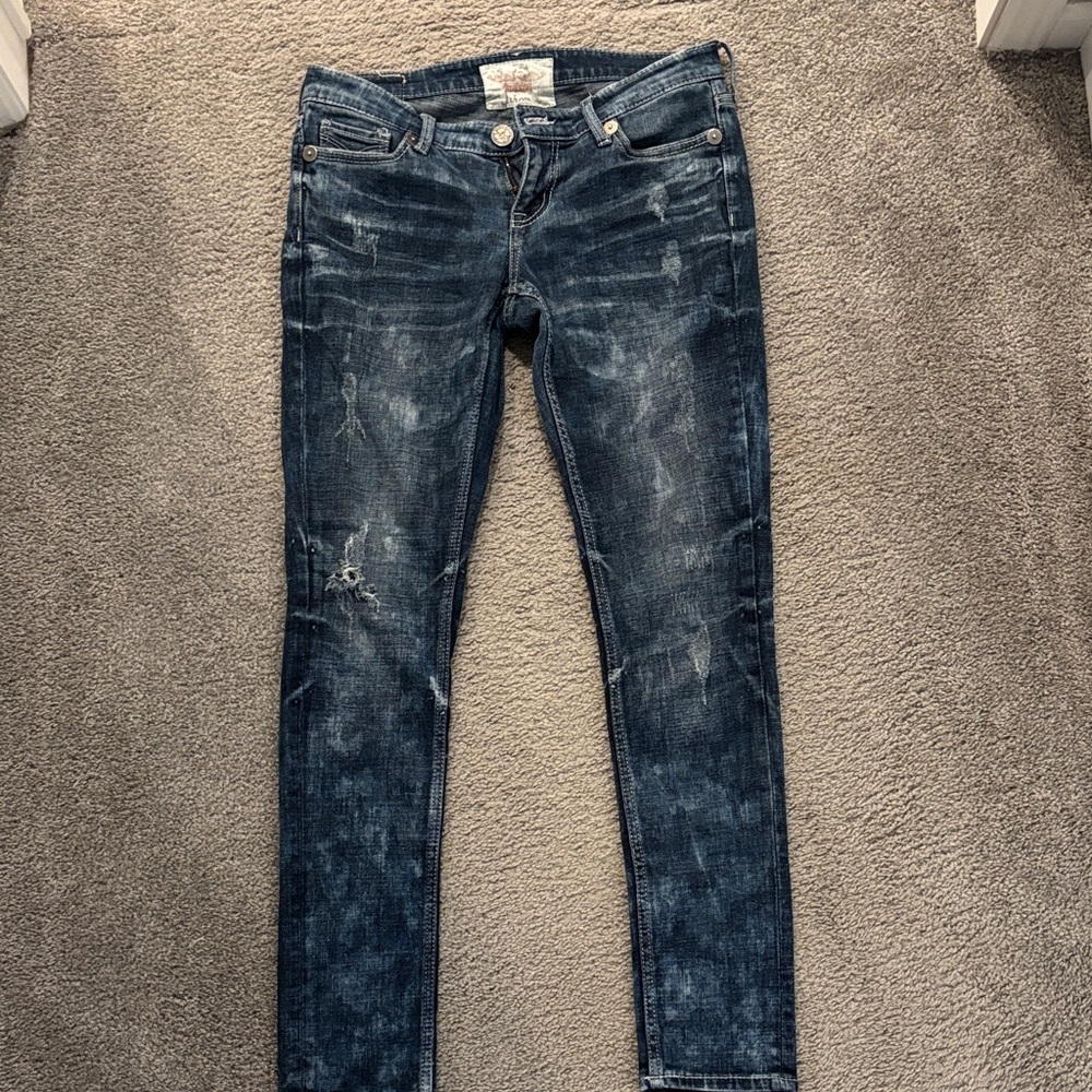 Big Star Acid Wash Dark Blue Skinny Jeans